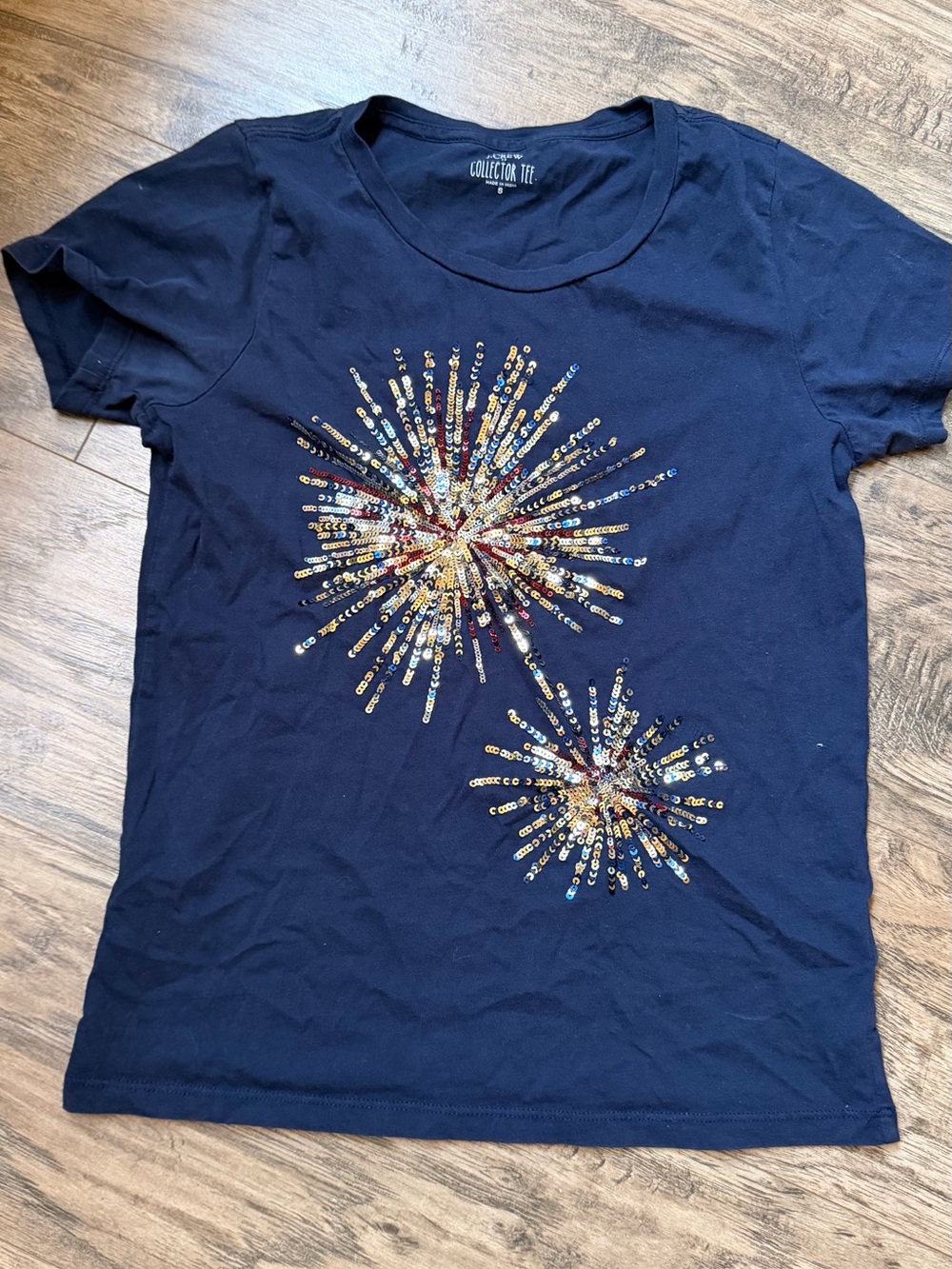 Woman’s Navy Sequin Firework Tee